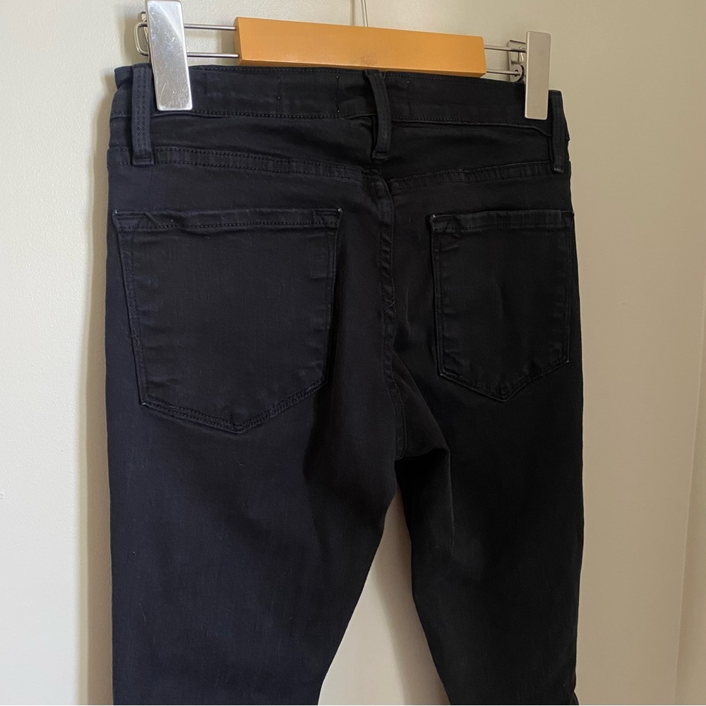 Frame Le Skinny De Jeanne Black Film Noir Distressed Jeans Size 25 - Picture 6 of 10